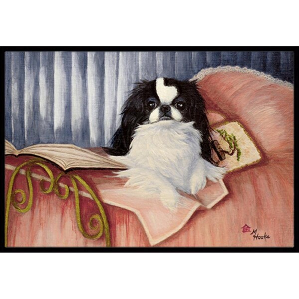 Carolines Treasures Japanese Chin Reading In Bed Indoor and Outdoor Mat- 24 x 36 in. MH1058JMAT - main